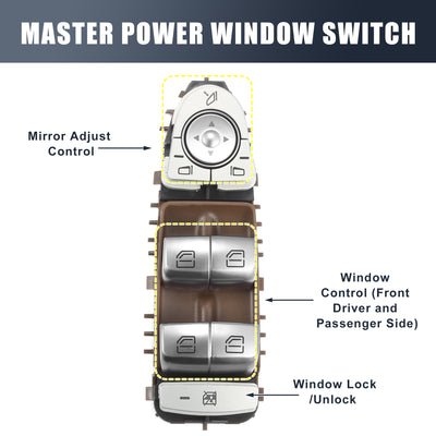 Harfington Uxcell Front Left Driver Side Power Window Master Switch No.A2059056811 for Mercedes-Benz C300 C350e C400 C450 C43 C63 GLC350e GLC63 2015-2020