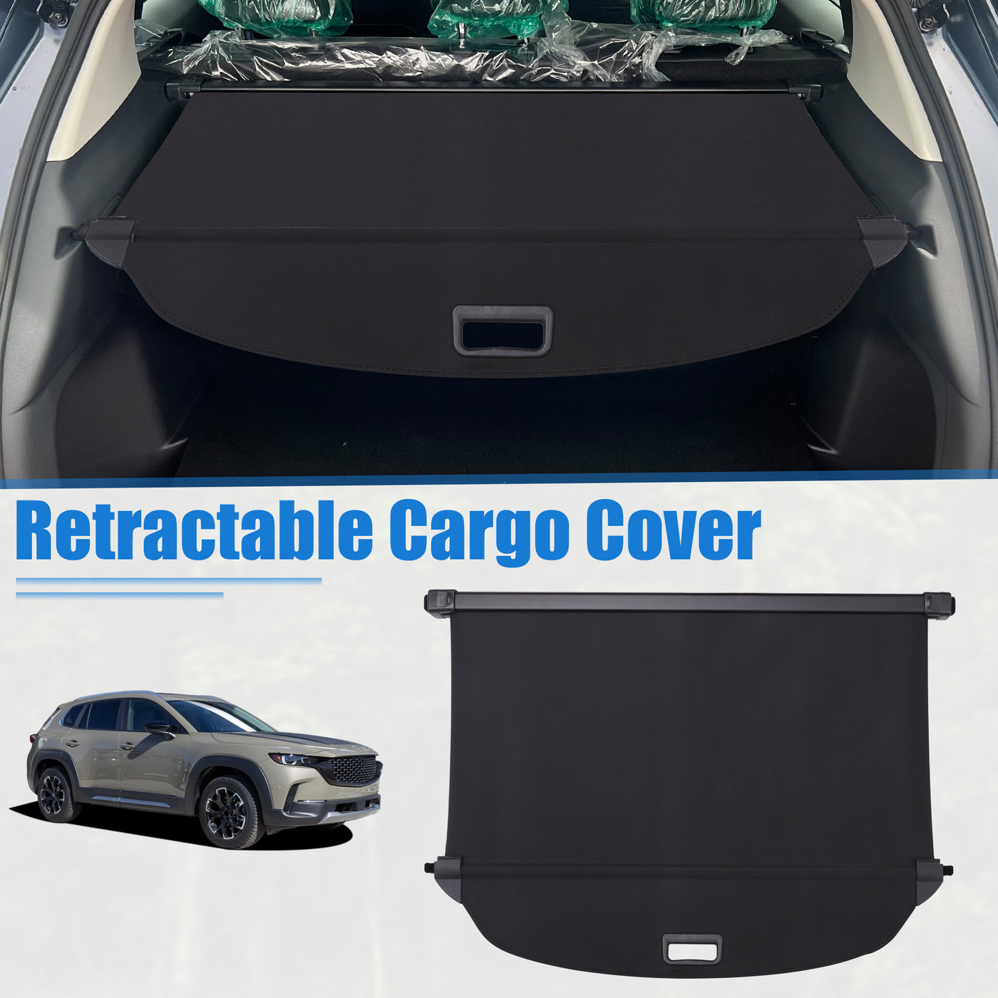 uxcell Uxcell Retractable Cargo Cover for Mazda CX-50 CX50 2022 2023 Waterproof Non Slip SUV Rear Trunk Shielding Shade Black