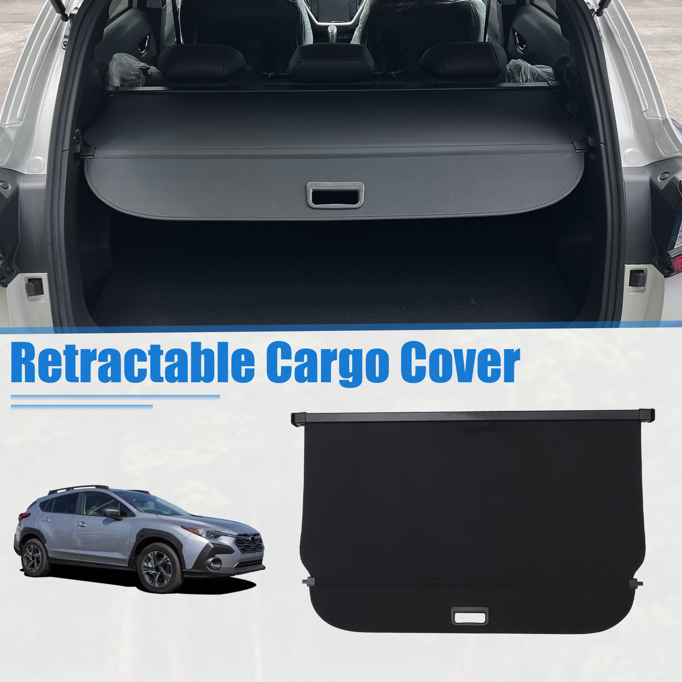 uxcell Uxcell Retractable Cargo Cover for Subaru Crosstrek 2024 Waterproof Non Slip SUV Rear Trunk Shielding Shade Black