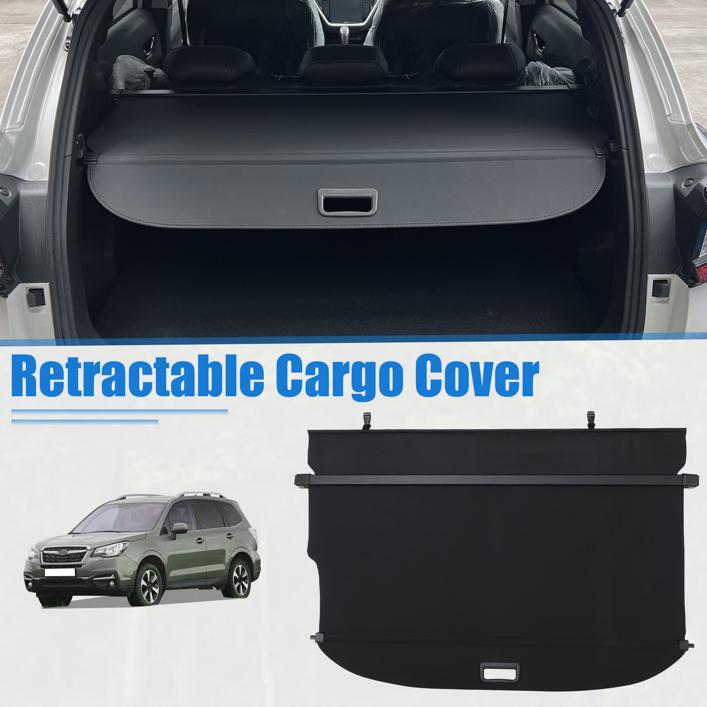 uxcell Uxcell Retractable Cargo Cover for Subaru Forester Waterproof Non Slip SUV Rear Trunk Shielding Shade Black