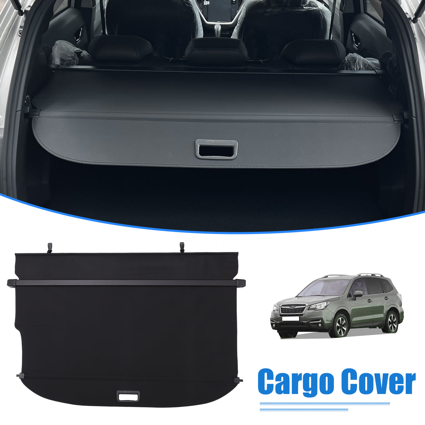 uxcell Uxcell Retractable Cargo Cover for Subaru Forester Waterproof Non Slip SUV Rear Trunk Shielding Shade Black