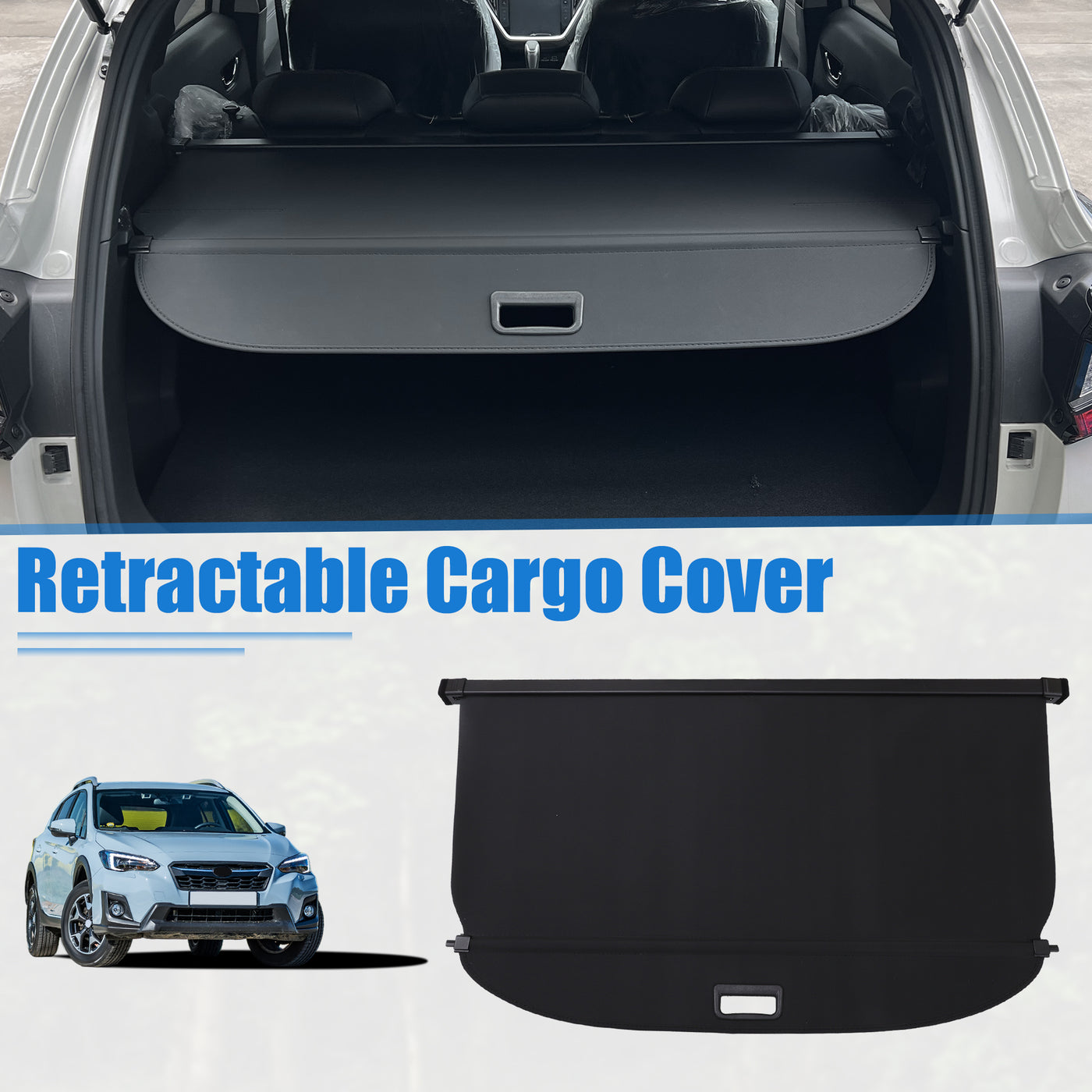 uxcell Uxcell Retractable Cargo Cover for Subaru XV 2018-2019 Waterproof Non Slip SUV Rear Trunk Shielding Shade Black