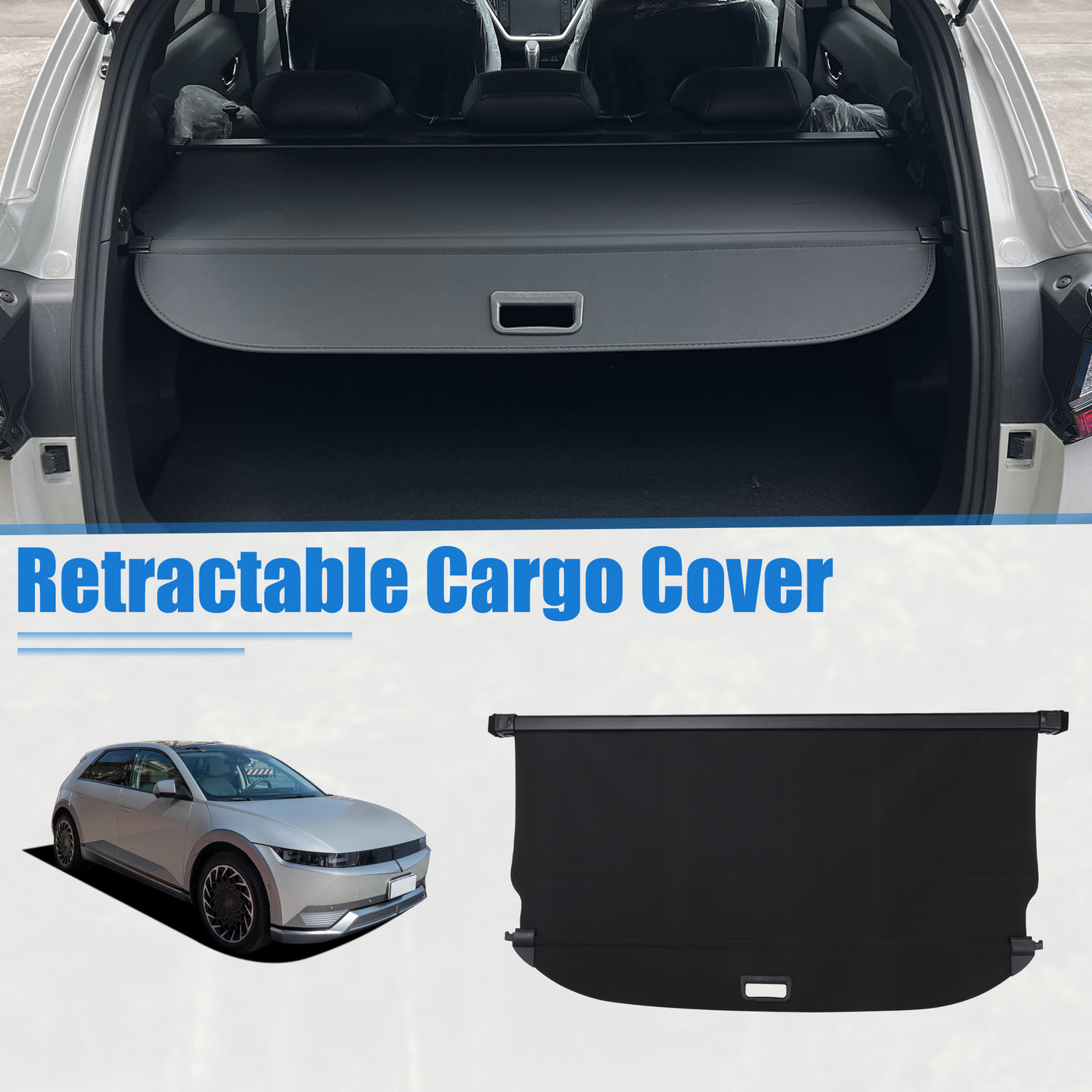 uxcell Uxcell Retractable Cargo Cover for Hyundai Ioniq 5 2022-2023 Waterproof Non Slip SUV Rear Trunk Shielding Shade Black