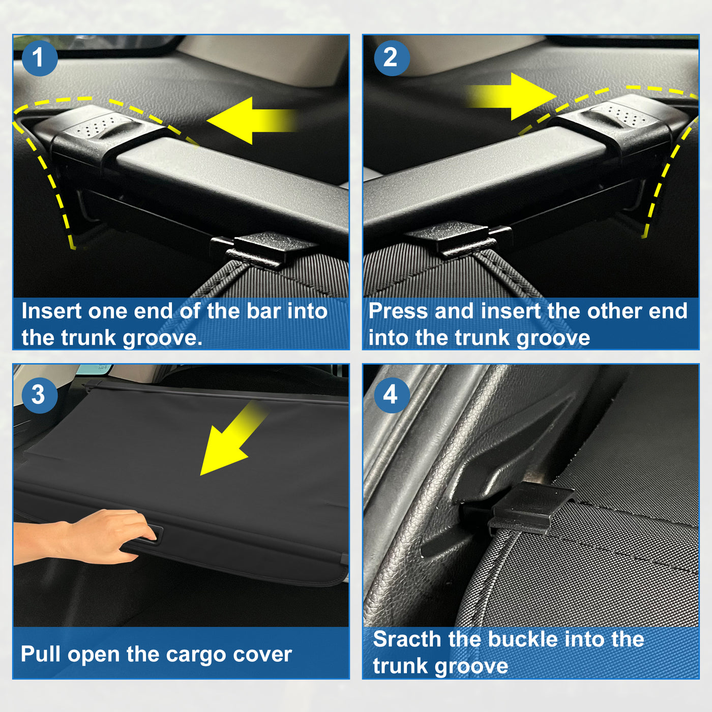 uxcell Uxcell Retractable Cargo Cover for Hyundai Santa Fe 2019-2023 2 Row Waterproof Non Slip SUV Rear Trunk Shielding Shade Black