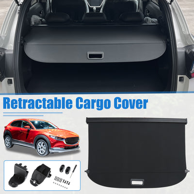 Harfington Uxcell Retractable Cargo Cover for Mazda CX-30 2020-2023 Waterproof Non Slip SUV Rear Trunk Shielding Shade Black