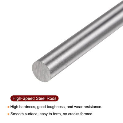 Harfington 8pcs 7mm x 100mm High Speed Steel (HSS) Round Rod Lathe Bar Stock DIY Tool