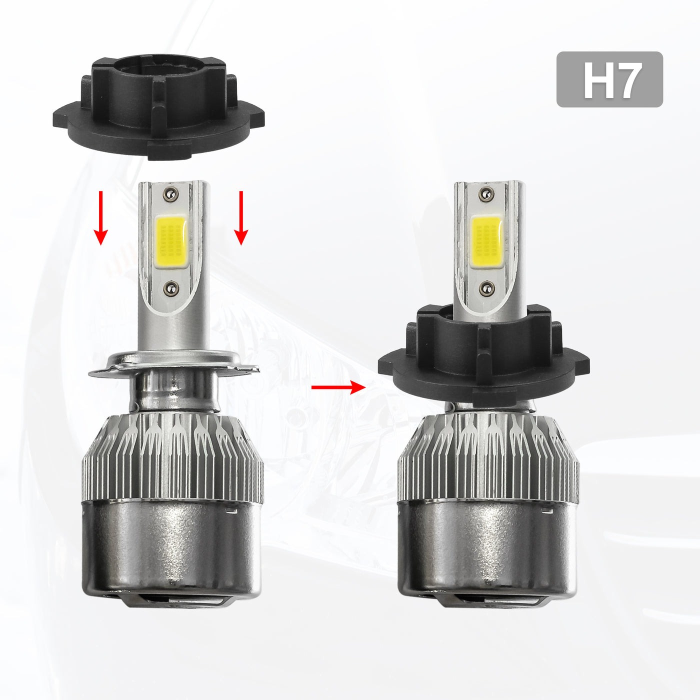 uxcell Uxcell 1 Set Car H7 LED Headlight Adapter Bases W/ Key Replacement for Volkswagen Polo 2020