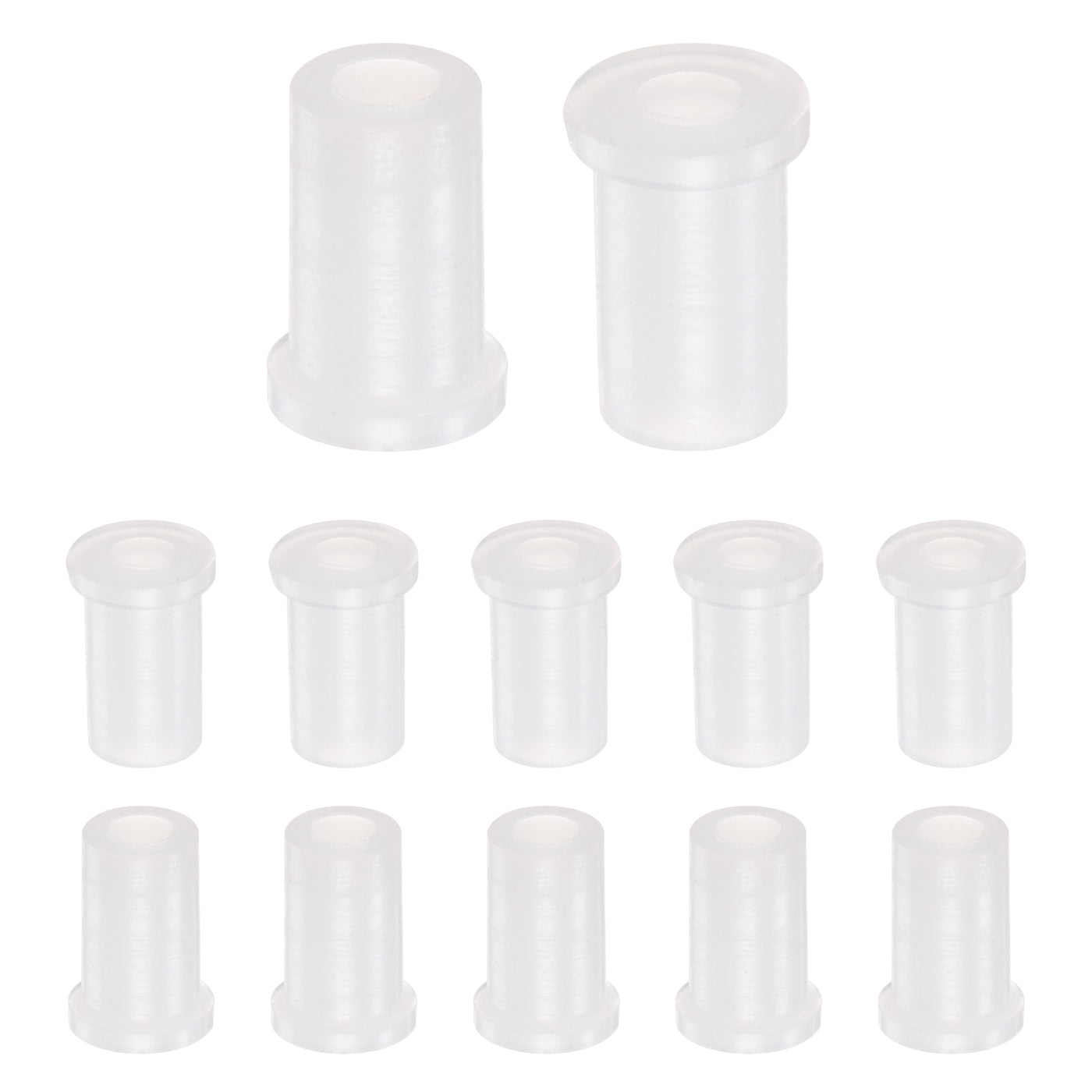 uxcell Uxcell 12pcs Flanged Sleeve Bearings 4mm ID 7.45mm OD 13mm Length Nylon Bushings, White
