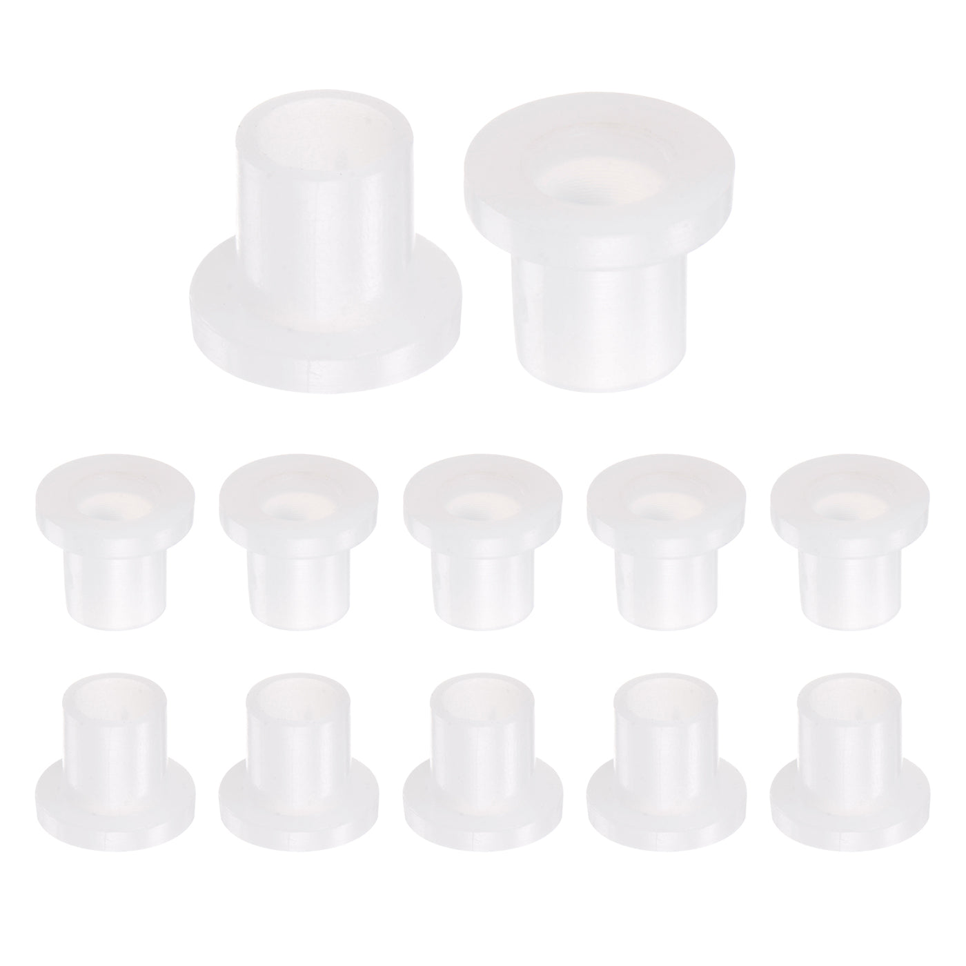 uxcell Uxcell 12pcs Flanged Sleeve Bearings 5mm ID 6.6mm OD 8.1mm Length Nylon Bushings, White