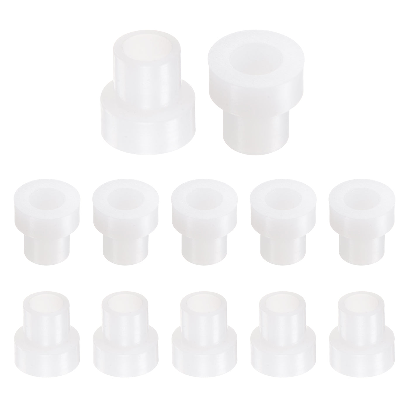 uxcell Uxcell 12pcs Flanged Sleeve Bearings 5mm ID 7mm OD 10mm Length Nylon Bushings, White
