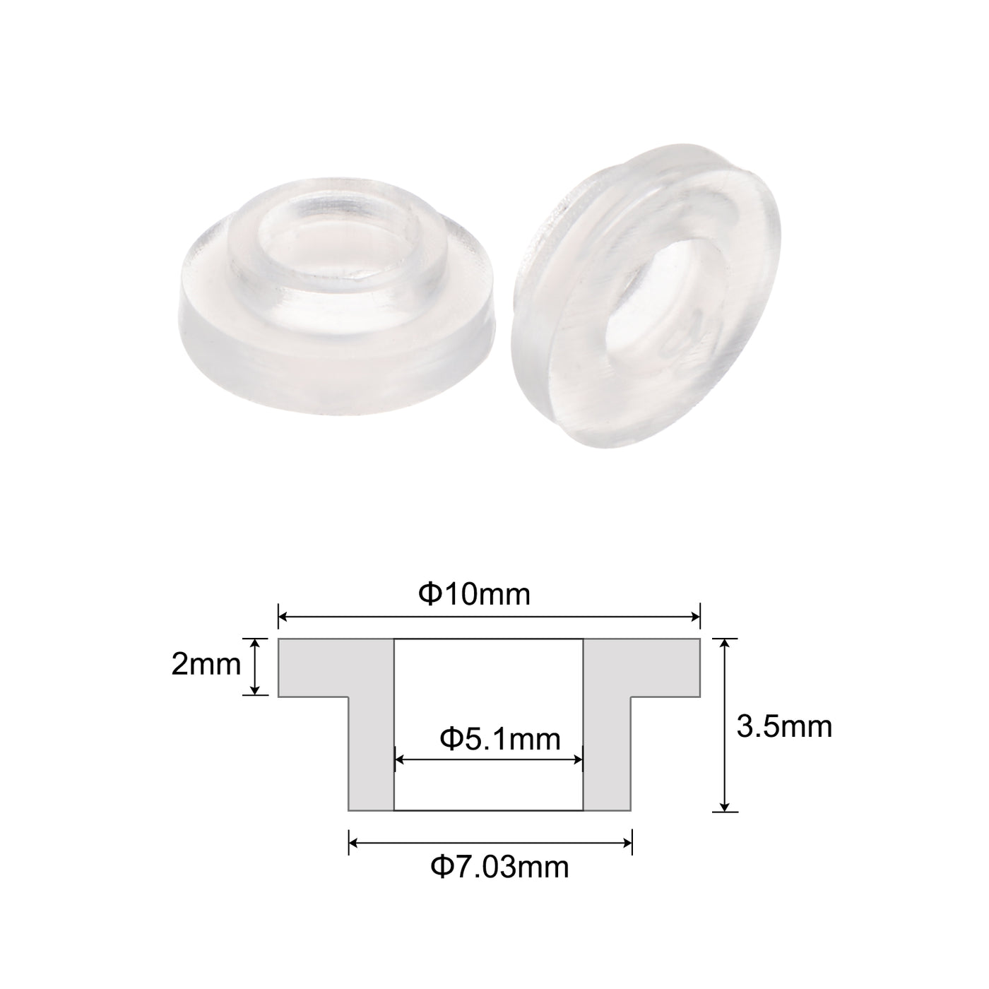 uxcell Uxcell 12pcs Flanged Nylon Bushings 5.1mm ID 7.03mm OD 3.5mm Length, Translucent