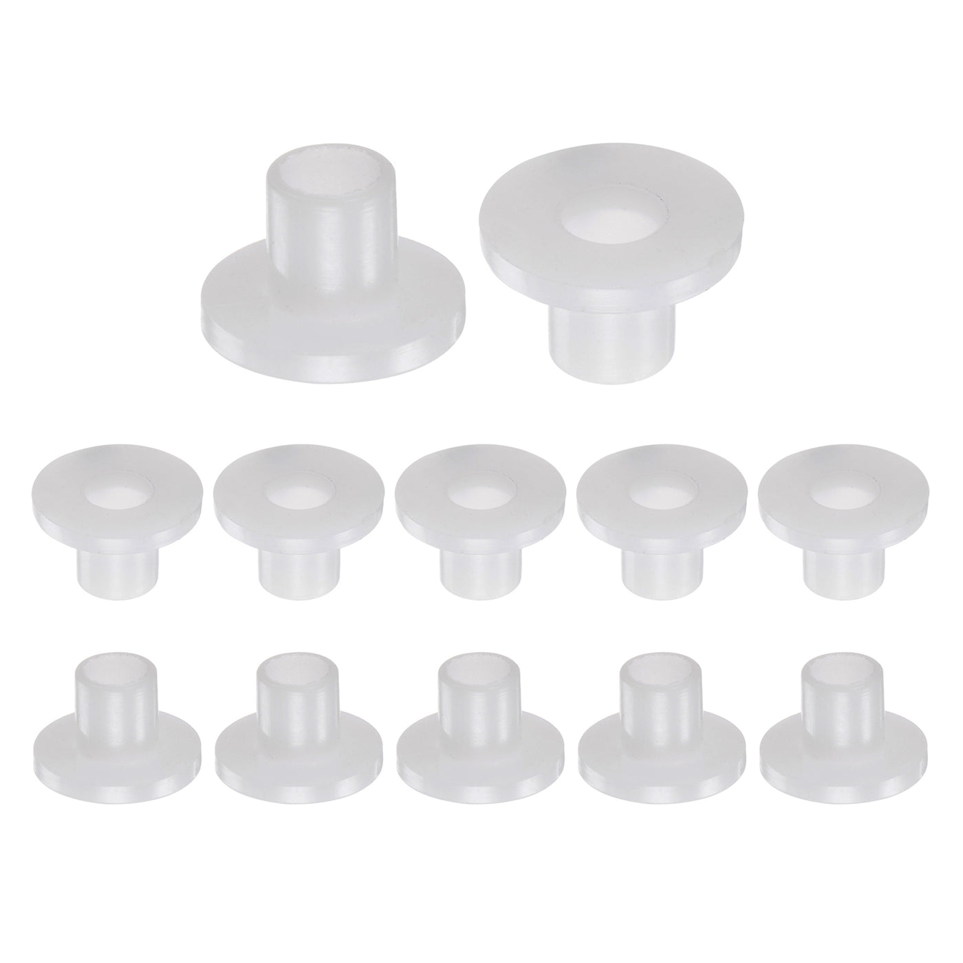 uxcell Uxcell 12pcs Flanged Sleeve Bearings 6mm ID 8mm OD 10mm Length Nylon Bushings, White