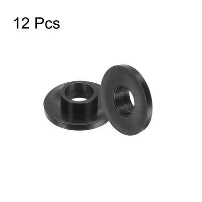Harfington Uxcell 12pcs Flanged Sleeve Bearings 6.3mm ID 8mm OD 4.5mm Length Nylon Bushings, Black