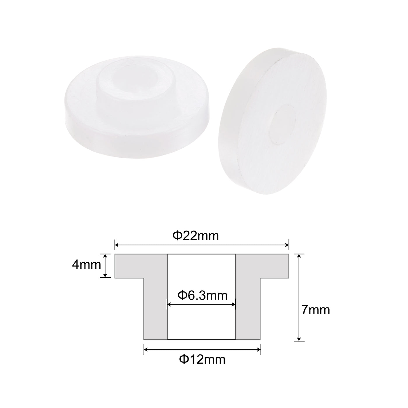 uxcell Uxcell 12pcs Flanged Sleeve Bearings 6.3mm ID 12mm OD 7mm Length Nylon Bushings, White