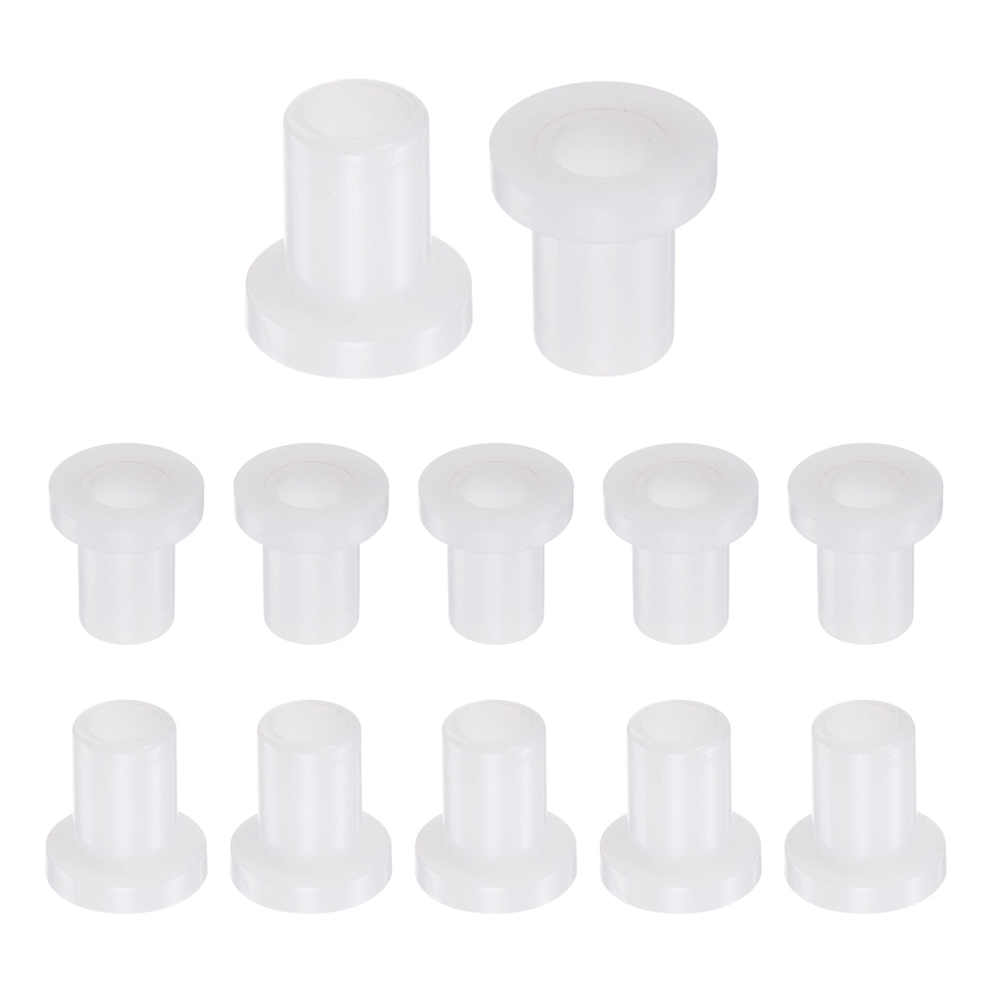 uxcell Uxcell 12pcs Flanged Sleeve Bearings 6.75mm ID 9.5mm OD 15.7mm L, Nylon Bushings, White