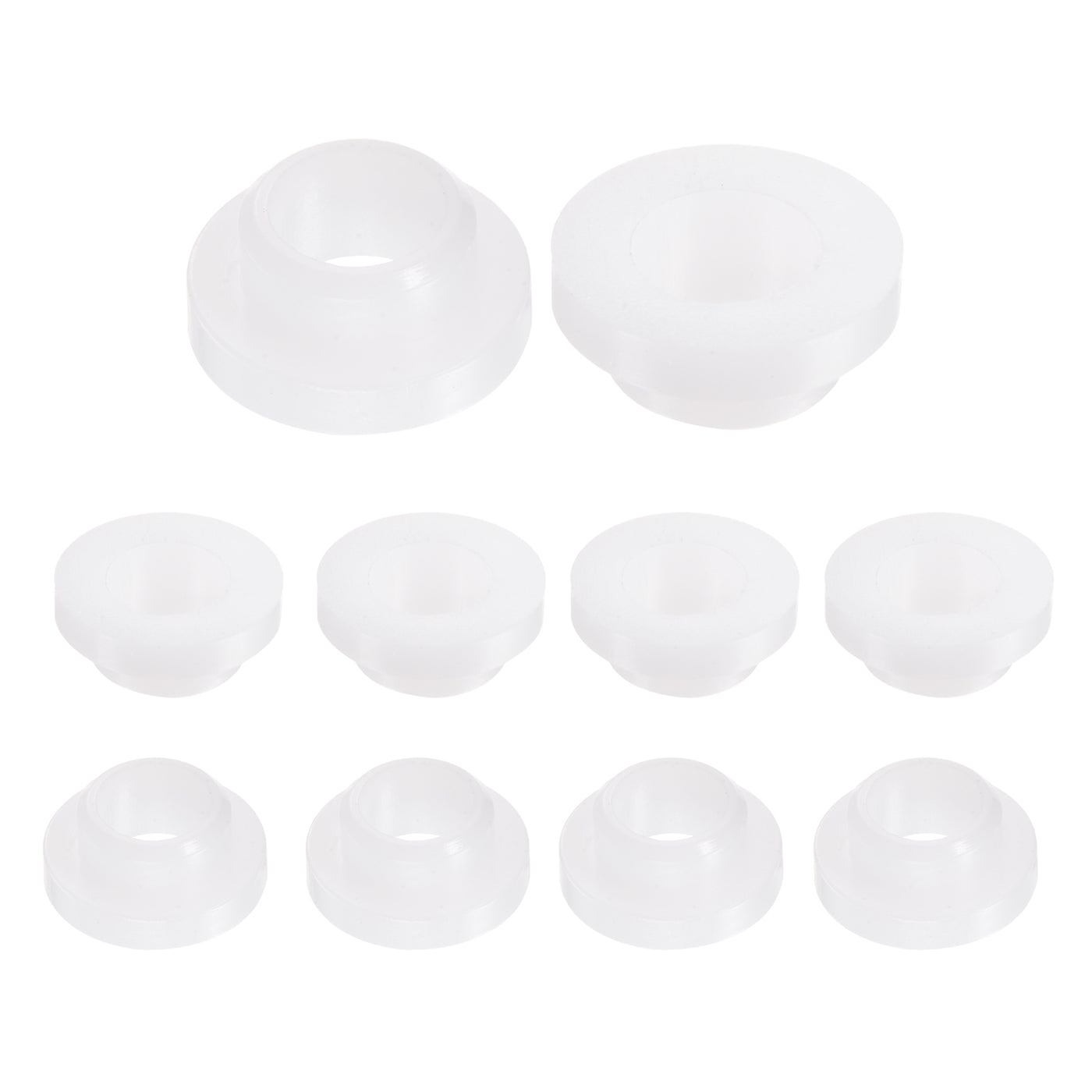 uxcell Uxcell 10pcs Flanged Sleeve Bearings 8mm ID 11mm OD 7mm Length Nylon Bushings, White