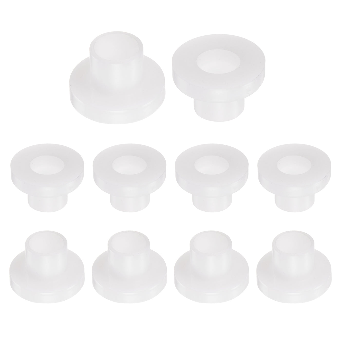 uxcell Uxcell 10pcs Flanged Sleeve Bearings 8mm ID 10mm OD 11mm Length Nylon Bushings, White