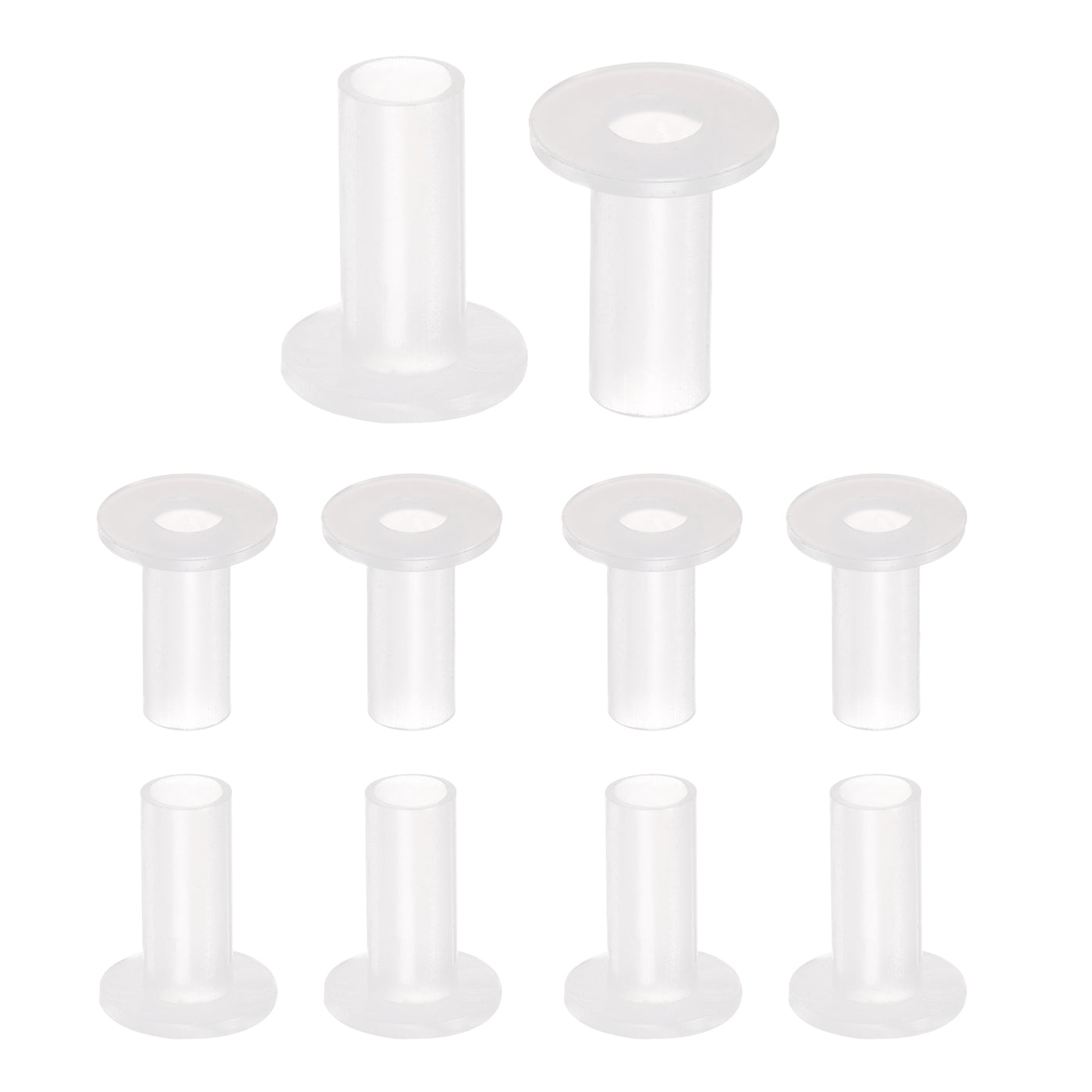 uxcell Uxcell 10pcs Flanged Sleeve Bearings 8mm ID 10mm OD 25mm Length Nylon Bushings, White