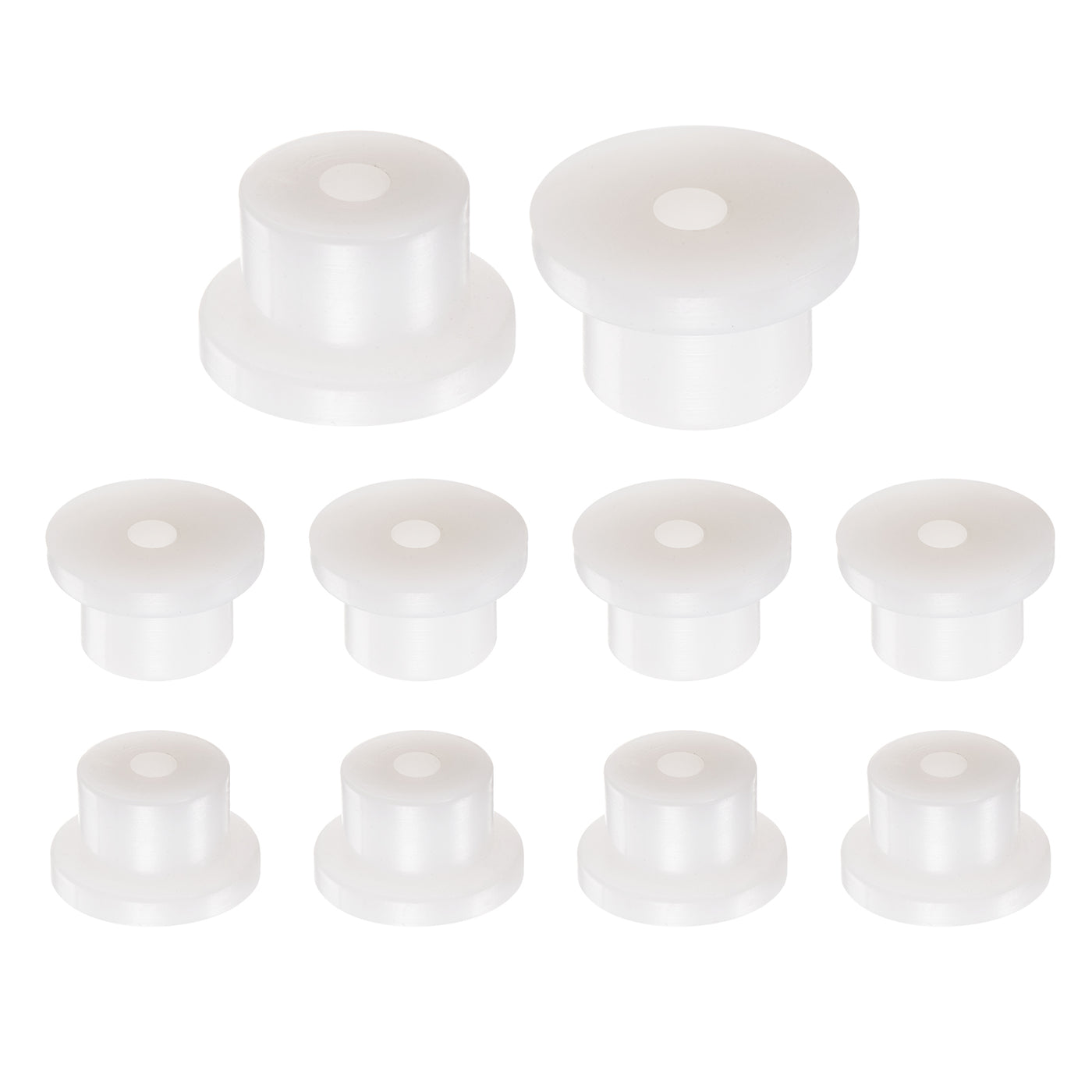 uxcell Uxcell 10pcs Flanged Sleeve Bearings 8mm ID 25.5mm OD 20mm Length Nylon Bushings, White