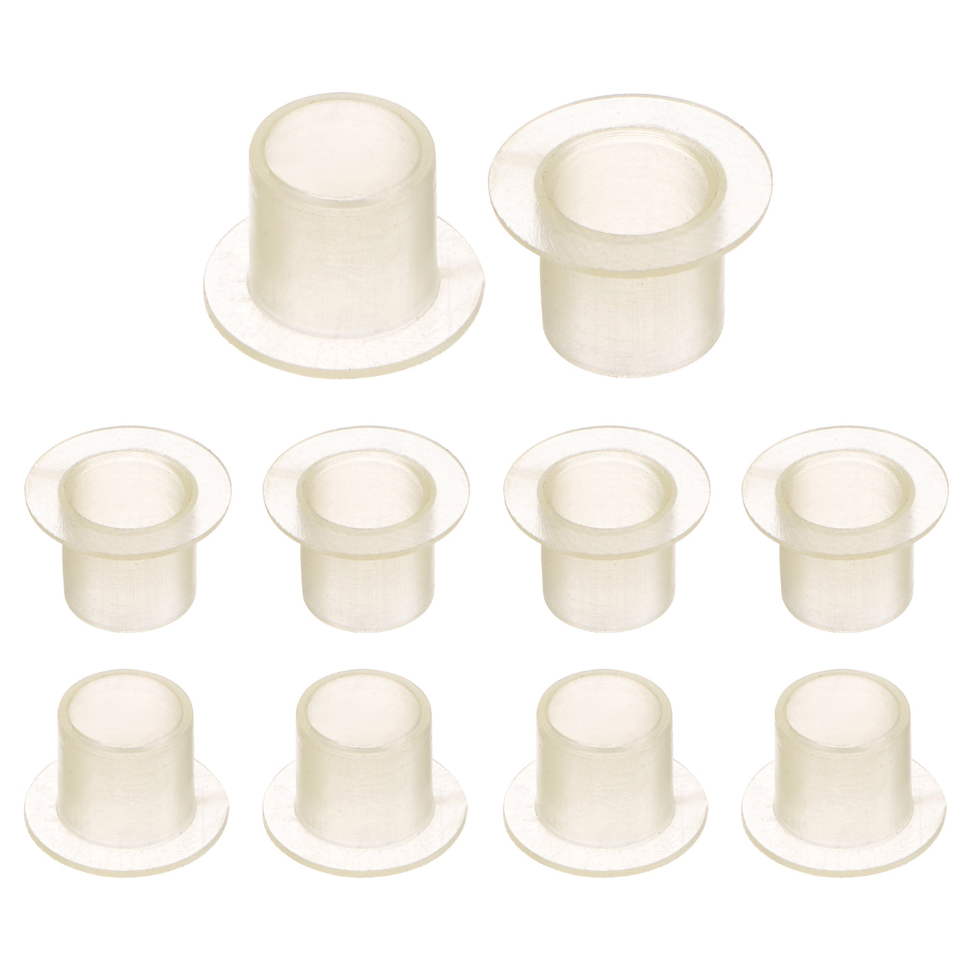 uxcell Uxcell 10pcs Flanged Sleeve Bearings 8.1mm ID 10mm OD 9.6mm Length Nylon Bushing, Beige