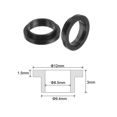 Harfington Uxcell 10pcs Flanged Sleeve Bearings 8.5mm ID 9.4mm OD 3mm Length Nylon Bushings, Black