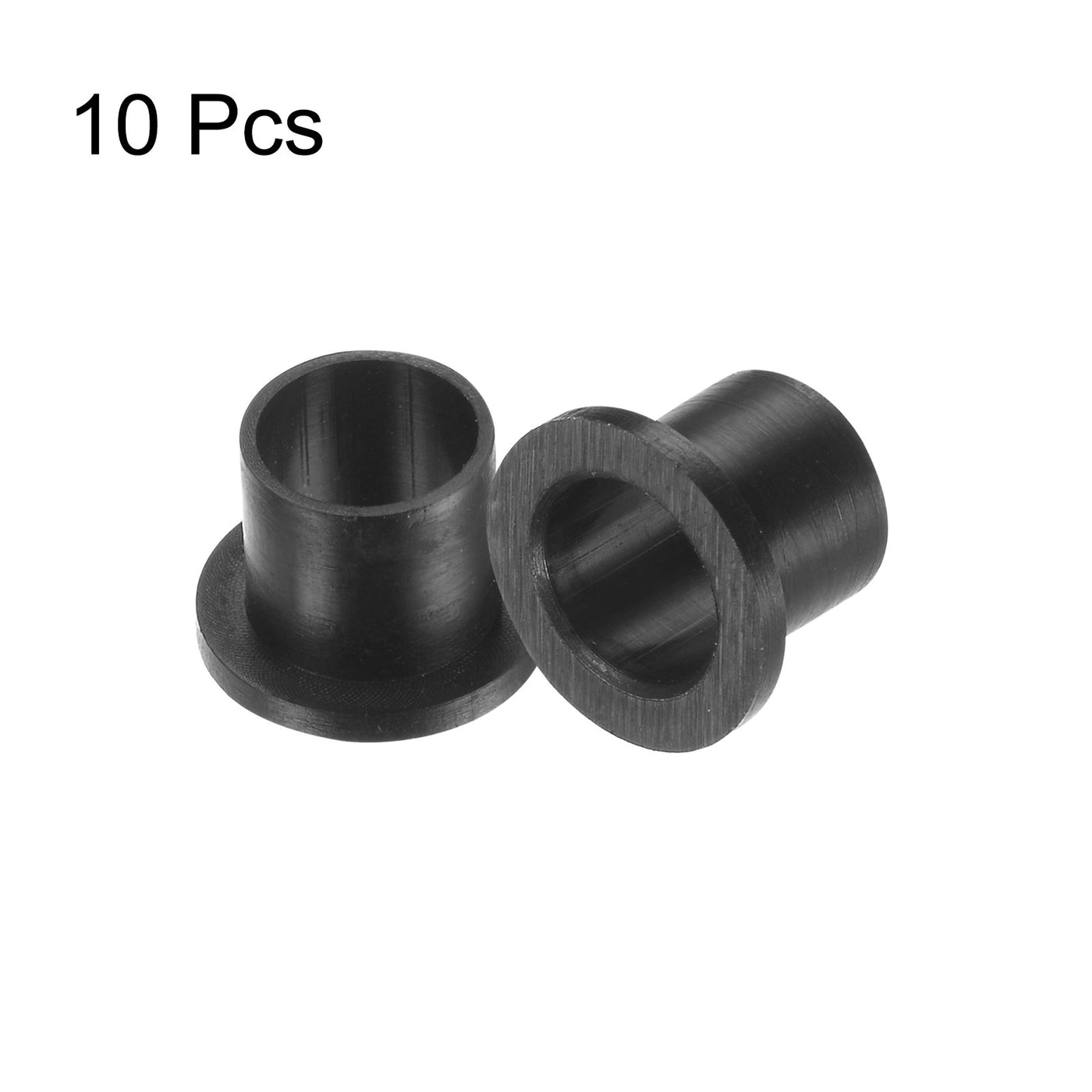 uxcell Uxcell 10pcs Flanged Sleeve Bearings 8.5mm ID 10mm OD 10mm Length Nylon Bushings, Black