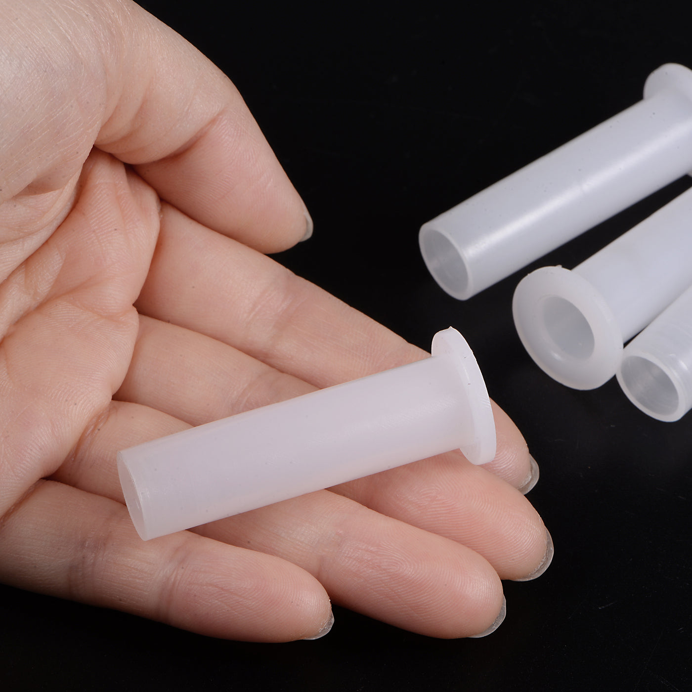 Uxcell 4pcs Flanged Sleeve Bearings 10mm ID 12.1mm OD 46mm Length Nylon