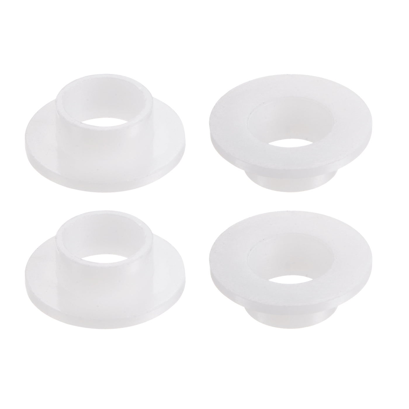 uxcell Uxcell 4pcs Flanged Sleeve Bearings 10mm ID 12.1mm OD 8mm Length Nylon Bushing, White