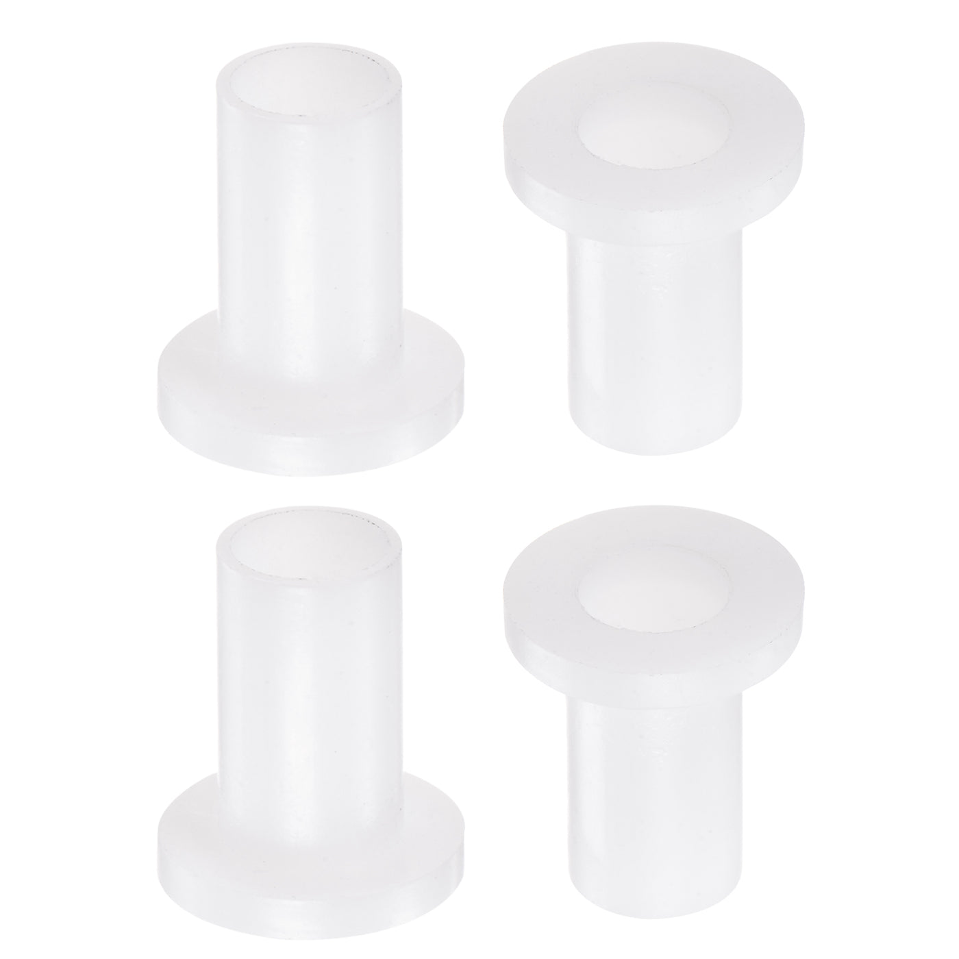 uxcell Uxcell 4pcs Flanged Sleeve Bearings 10mm ID 12mm OD 23.3mm Length Nylon Bushings, White