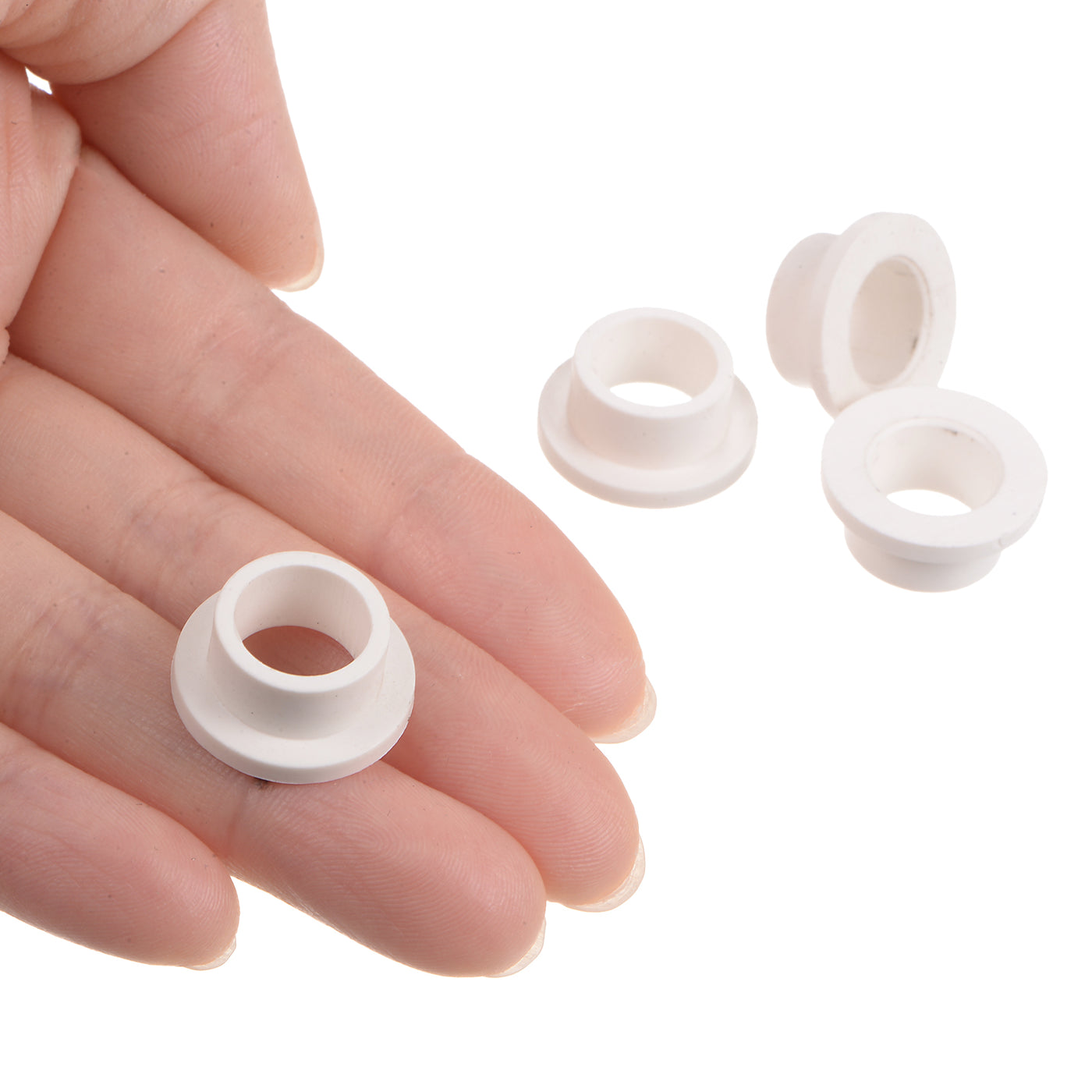 uxcell Uxcell 4pcs Flanged Sleeve Bearings 10.1mm ID 13mm OD 8mm Length Nylon Bushings, White