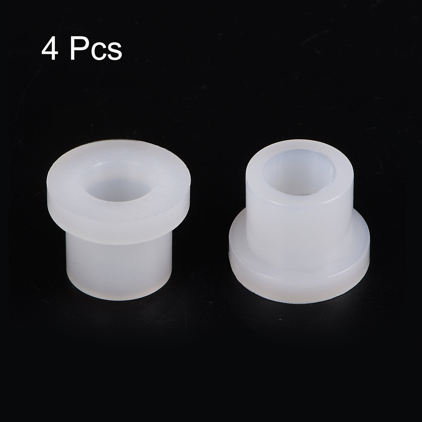 uxcell Uxcell 4pcs Flanged Sleeve Bearings 10.1mm ID 15.1mm OD 15.5mm L, Nylon Bushings, White