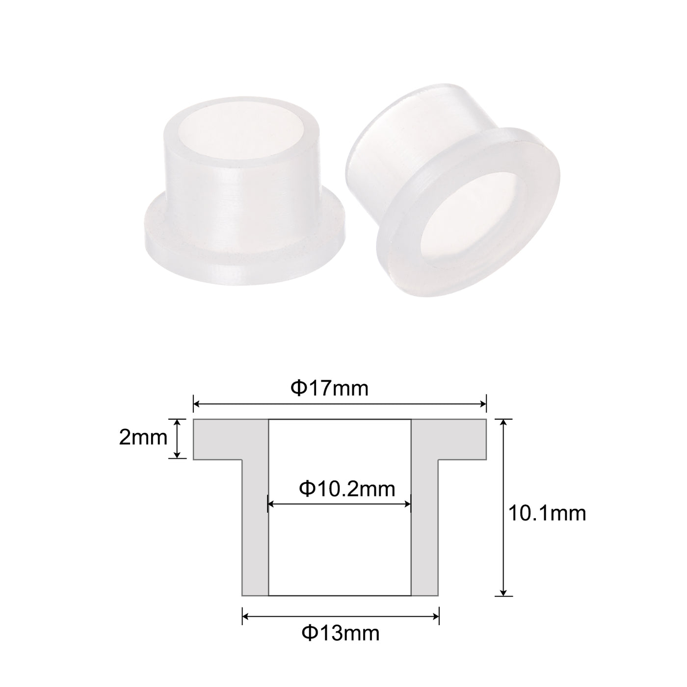 uxcell Uxcell 4pcs Flanged Sleeve Bearings 10.2mm ID 13mm OD 10.1mm Length Nylon Bushing White