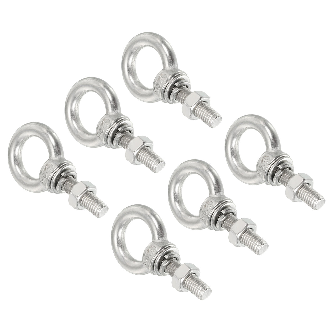 uxcell Uxcell M8x30 5/16"x1.18" Stainless Steel Eye Bolts Threaded Screw Eyebolt Shoulder Ring with Nuts Washers for Lifting Hanging, 6 Set