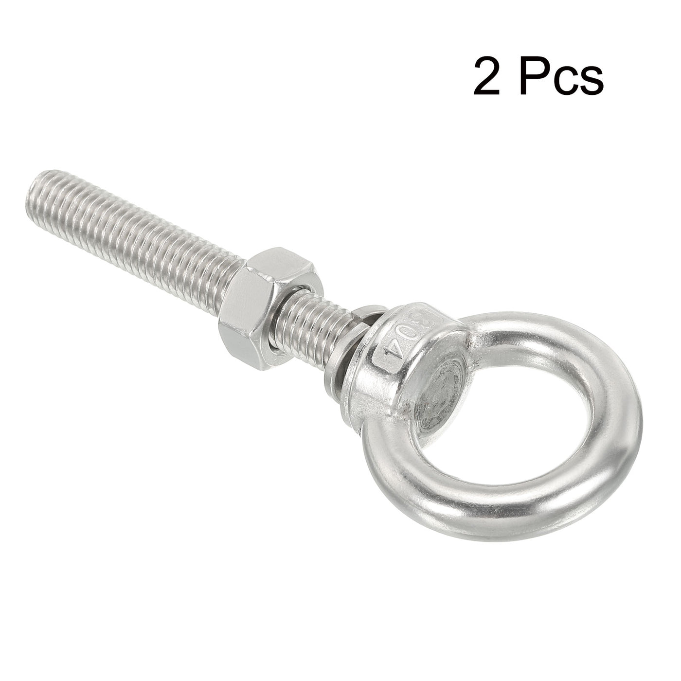 uxcell Uxcell M12x80 1/2"x3.15" Stainless Steel Eye Bolts Threaded Screw Eyebolt Shoulder Ring with Nuts Washers for Lifting Hanging, 2 Set