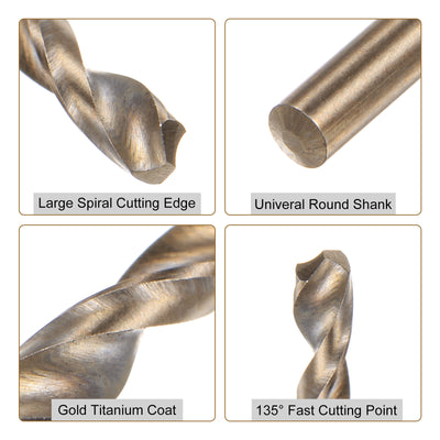 Harfington Uxcell 6pcs 2mm Gold Titanium Coated High Speed Steel (HSS) 4341 Twist Drill Bits