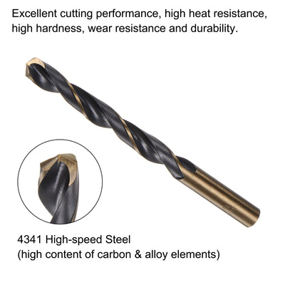 Harfington Uxcell 6pcs 10.5mm Nitride Titanium Coated High Speed Steel (HSS) 4341 Twist Drill Bits