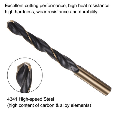 Harfington Uxcell 6pcs 12.5mm Nitride Titanium Coated High Speed Steel (HSS) 4341 Twist Drill Bits