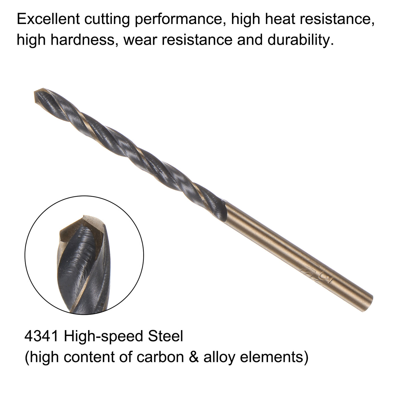 uxcell Uxcell 12pcs 3.2mm Nitride Titanium Coated High Speed Steel (HSS) 4341 Twist Drill Bits