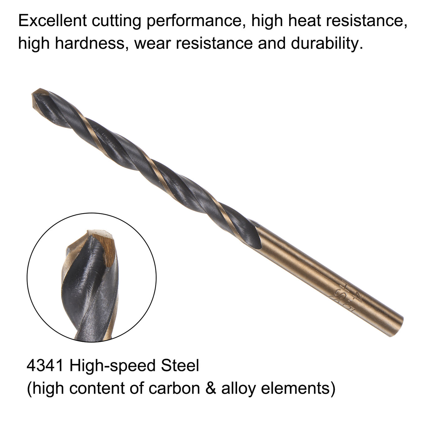 uxcell Uxcell 12pcs 4.5mm Nitride Titanium Coated High Speed Steel (HSS) 4341 Twist Drill Bits