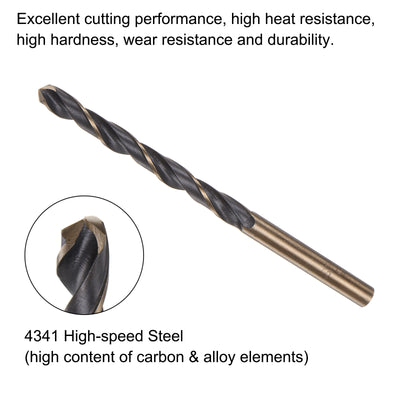 Harfington Uxcell 12pcs 5mm Nitride Titanium Coated High Speed Steel (HSS) 4341 Twist Drill Bits