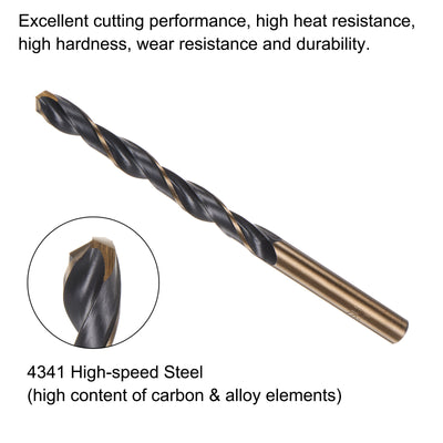 Harfington Uxcell 12pcs 6.5mm Nitride Titanium Coated High Speed Steel (HSS) 4341 Twist Drill Bits