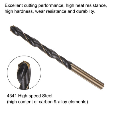 Harfington Uxcell 12pcs 7mm Nitride Titanium Coated High Speed Steel (HSS) 4341 Twist Drill Bits