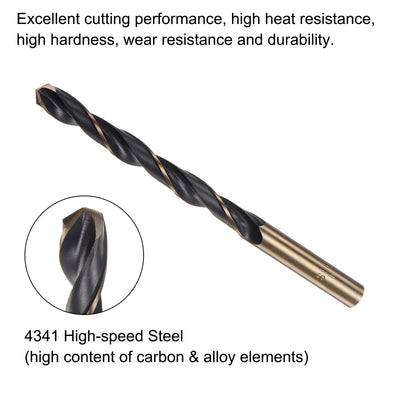 Harfington Uxcell 12pcs 8mm Nitride Titanium Coated High Speed Steel (HSS) 4341 Twist Drill Bits