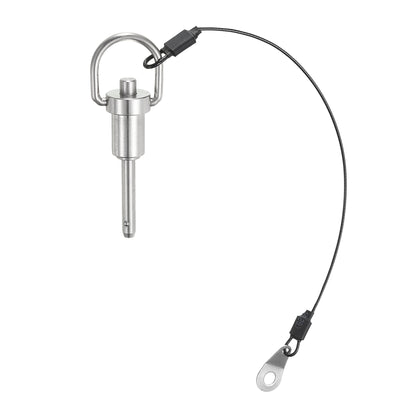 Harfington Uxcell Ball Locking Pins with Button Handle, 5mm Pin Dia. 20mm Usage Length Push-Button Quick Release Pin with Lanyard Cable, 304 Stainless Steel