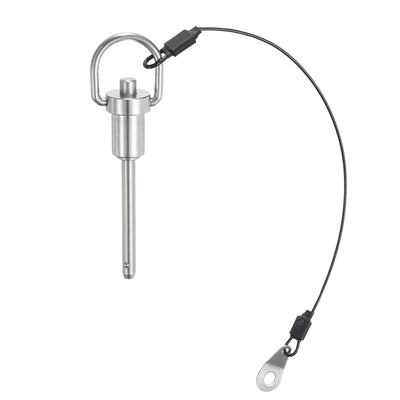 Harfington Uxcell Ball Locking Pins with Button Handle, 5mm Pin Dia. 40mm Usage Length Push-Button Quick Release Pin with Lanyard Cable, 304 Stainless Steel