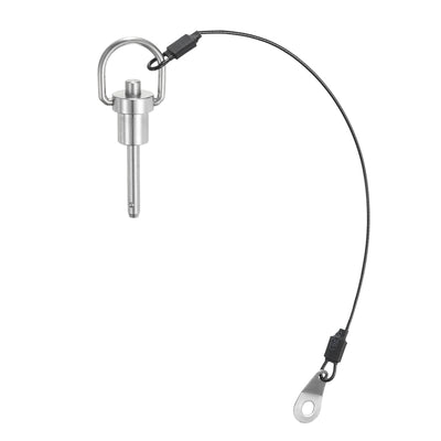 Harfington Uxcell Ball Locking Pins with Button Handle, 6mm Pin Dia. 25mm Usage Length Push-Button Quick Release Pin with Lanyard Cable, 304 Stainless Steel