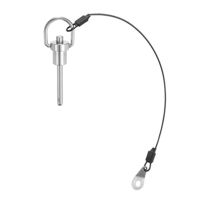 Harfington Uxcell Ball Locking Pins with Button Handle, 6mm Pin Dia. 35mm Usage Length Push-Button Quick Release Pin with Lanyard Cable, 304 Stainless Steel