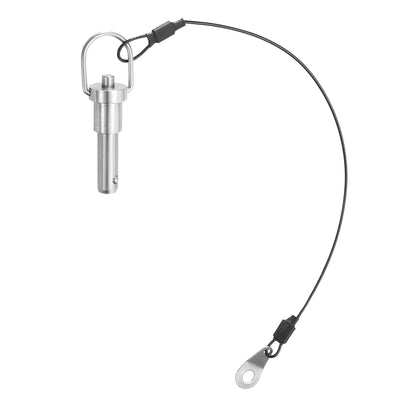 Harfington Uxcell Ball Locking Pins with Button Handle, 8mm Pin Dia. 15mm Usage Length Push-Button Quick Release Pin with Lanyard Cable, 304 Stainless Steel
