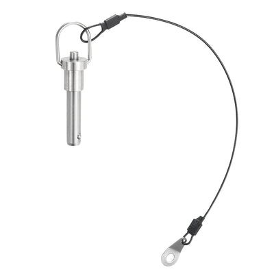 Harfington Uxcell Ball Locking Pins with Button Handle, 8mm Pin Dia. 30mm Usage Length Push-Button Quick Release Pin with Lanyard Cable, 304 Stainless Steel