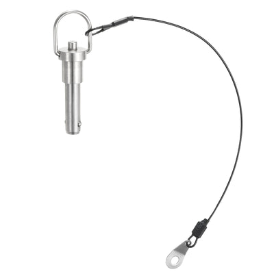 Harfington Uxcell Ball Locking Pins with Button Handle, 10mm Pin Dia. 25mm Usage Length Push-Button Quick Release Pin with Lanyard Cable, 304 Stainless Steel